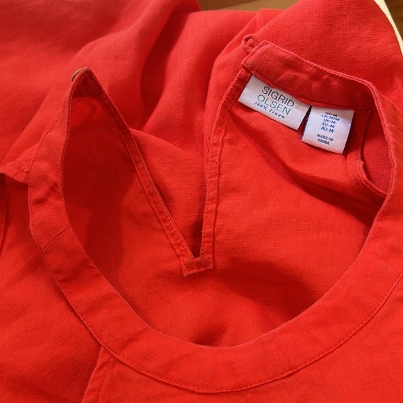 Sigrid Olsen 100% Linen Halter Sleeveless Summer Dress Size Small Orange - Picture 10 of 13